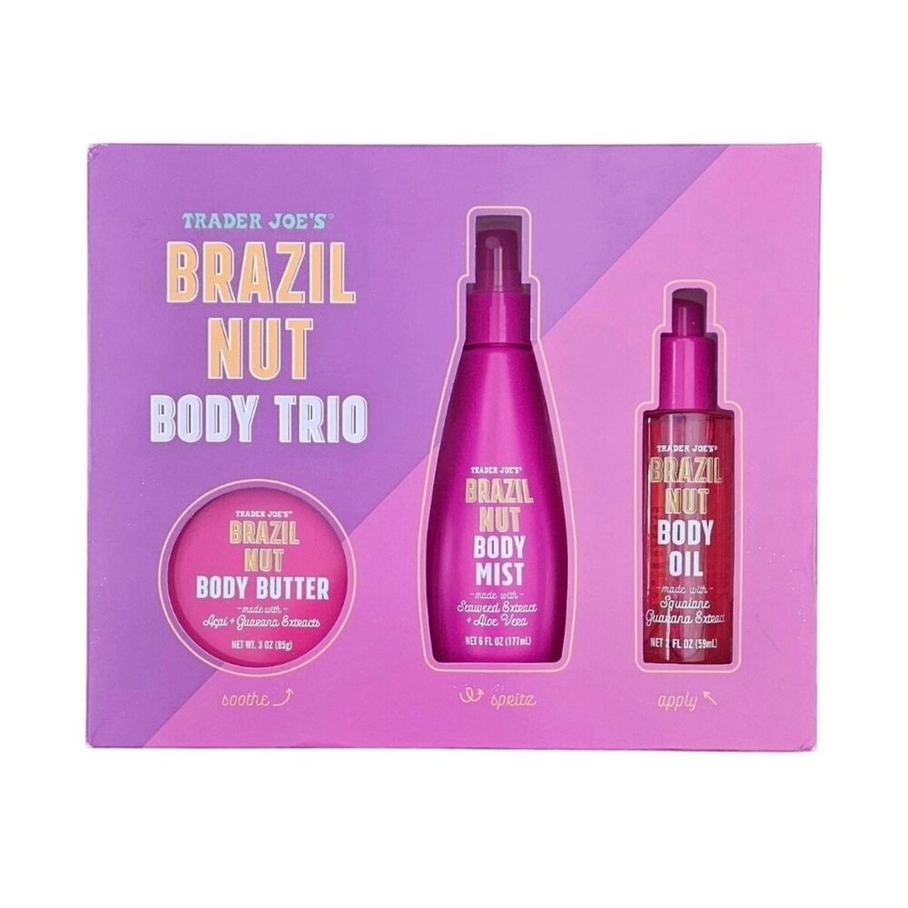 Trader Joe's Brazil Nut Body Trio Set Limited Edition, Body Butter /Mist / Oil‎